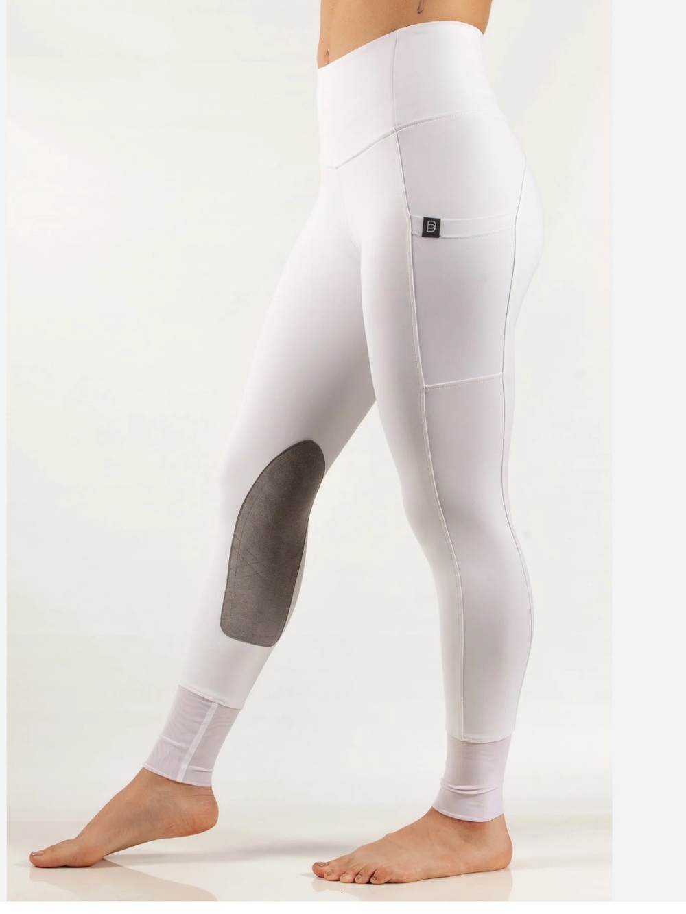 Botori Taylor Riding Pants Tights White Gray Women Medium M